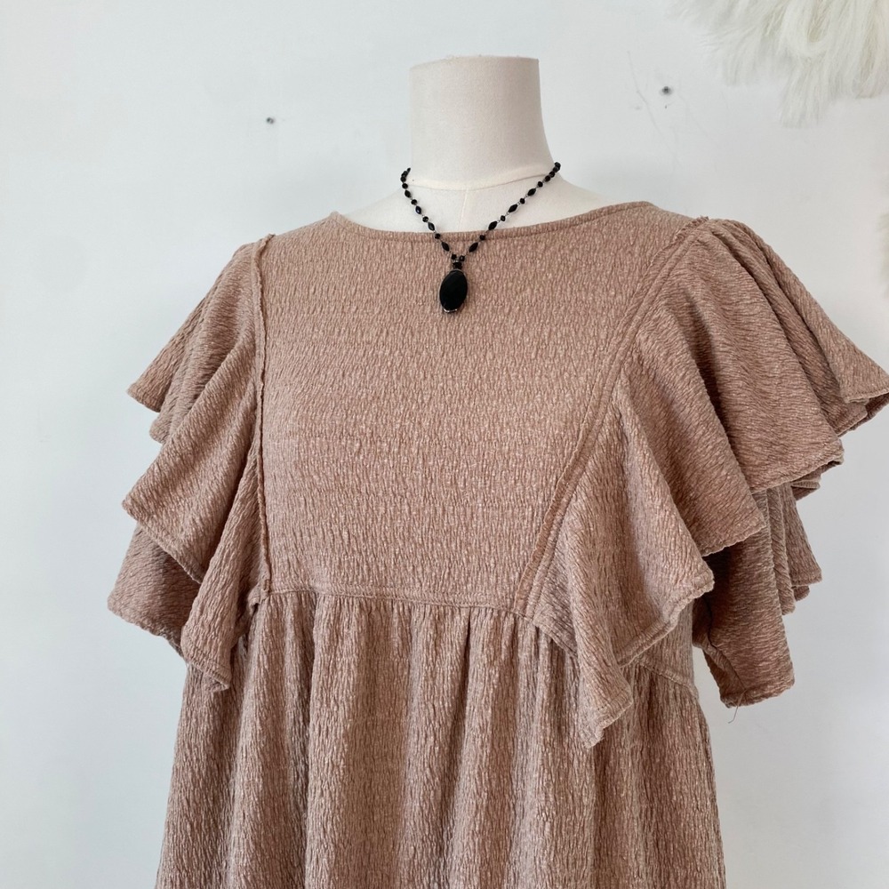Free People Beach Womens Delia Ruffle Mini Dress Size M Boho Country Cowgirl - Picture 3 of 13